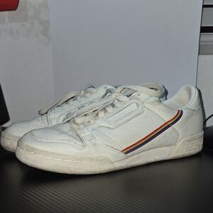 Adidas Men's White Sneakers with Multicolor Stripe